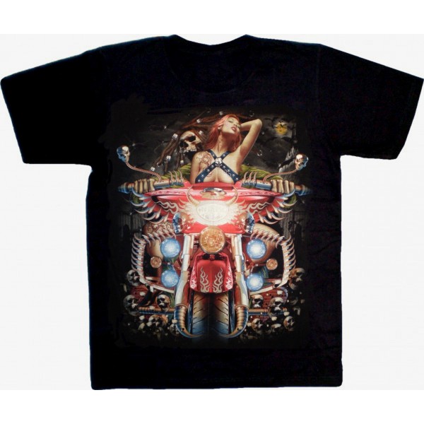 T-Shirt Erwachsene - Girl on motorcycle Glow